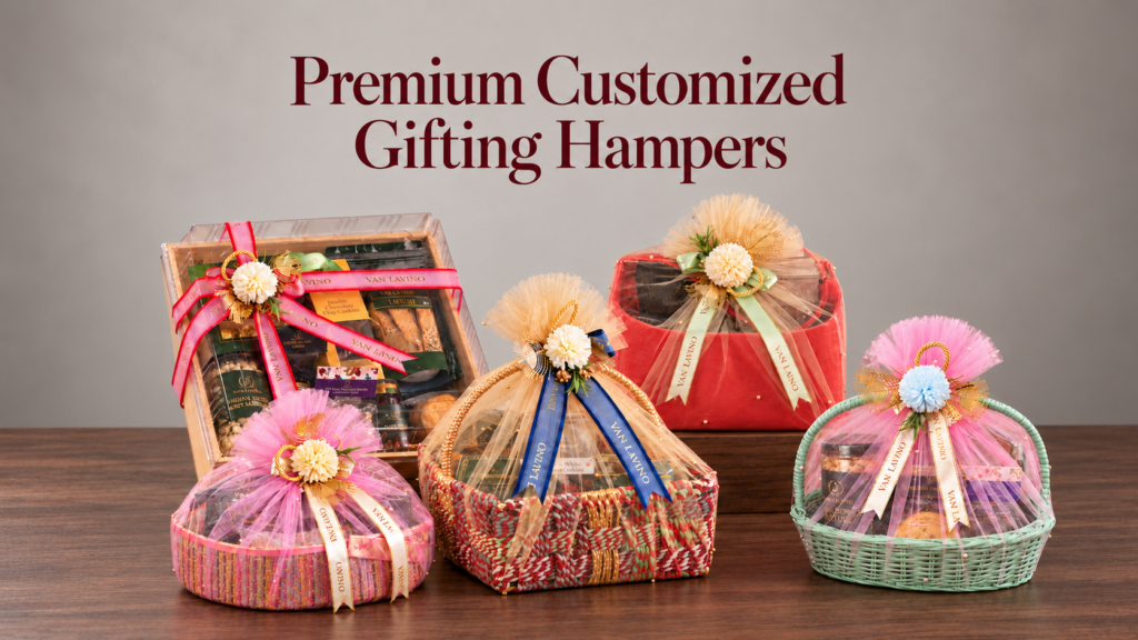 Premium gifting hampers in studio light